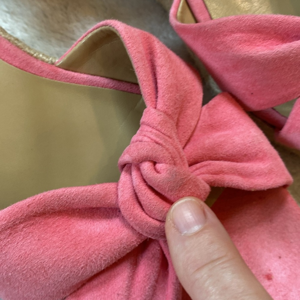 Talbots pink suede knot espadrille Pamela low heel ankle strap sandals Sz 6.5 - Picture 6 of 16